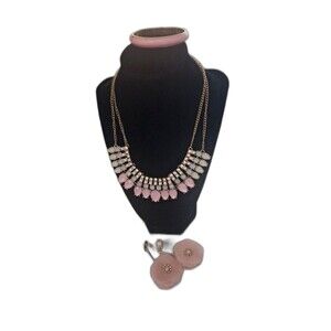 DESIGNER Pink Necklace, Earrings and Bracelet
